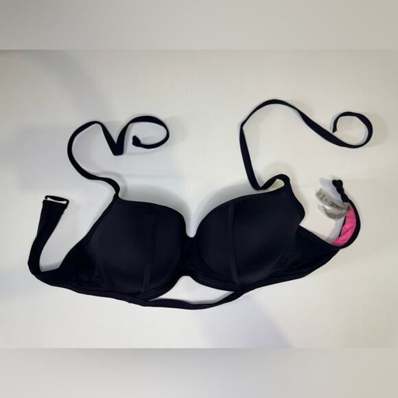 PINK Victoria's Secret Black Underwire Bikini Top | Size L (DD) - Picture 1 of 5